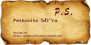 Petkovits Sára névjegykártya